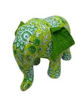 Funky Friends Factory Large Stuffed Elephant 12" Green Paisley Georgie Good Luck